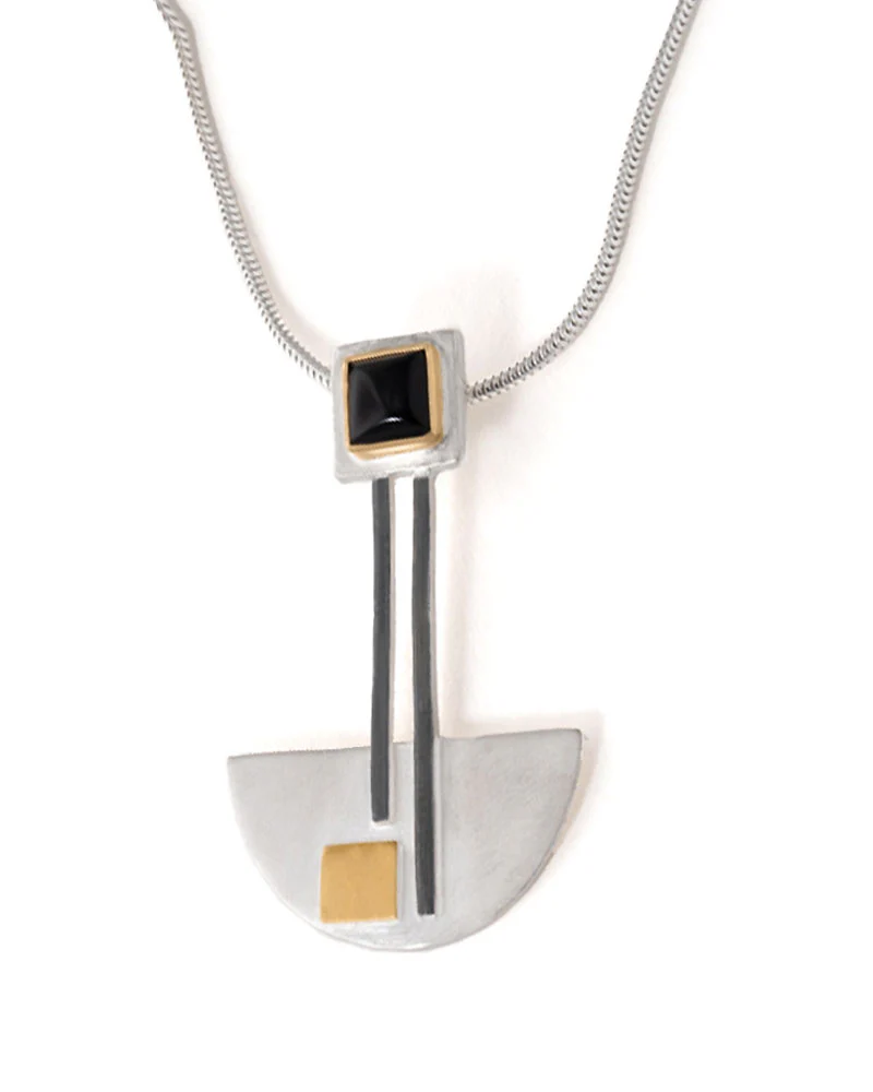 Bauhaus Silver and Black Onyx Pendant - Image 3