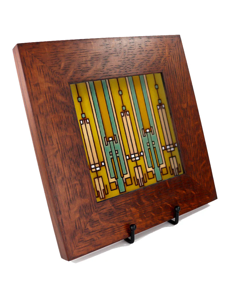 Carly Quinn Frank Lloyd Wright Coonley House Oak Framed Ceramic Tile - Image 3