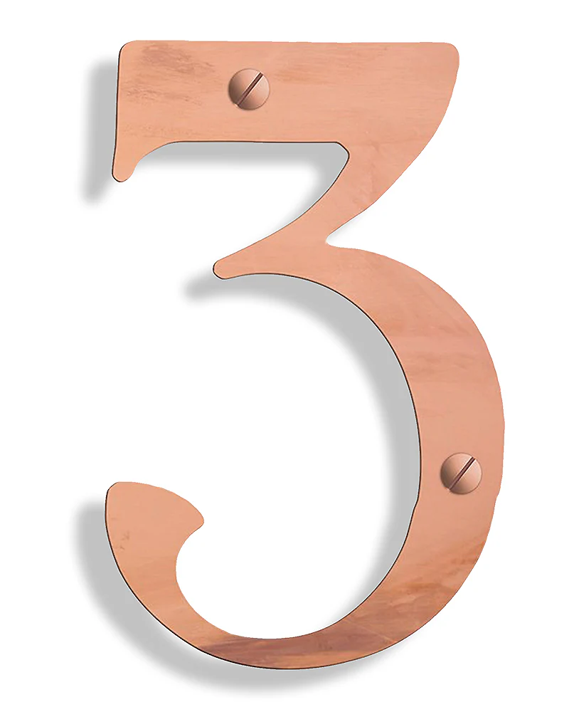 Craftsman Solid Brass House Numbers - 5" Old Penny - Image 3