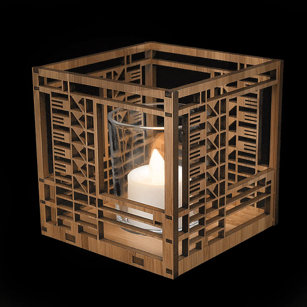 Frank Lloyd Wright Bach House Design Wood Votive - Image 3