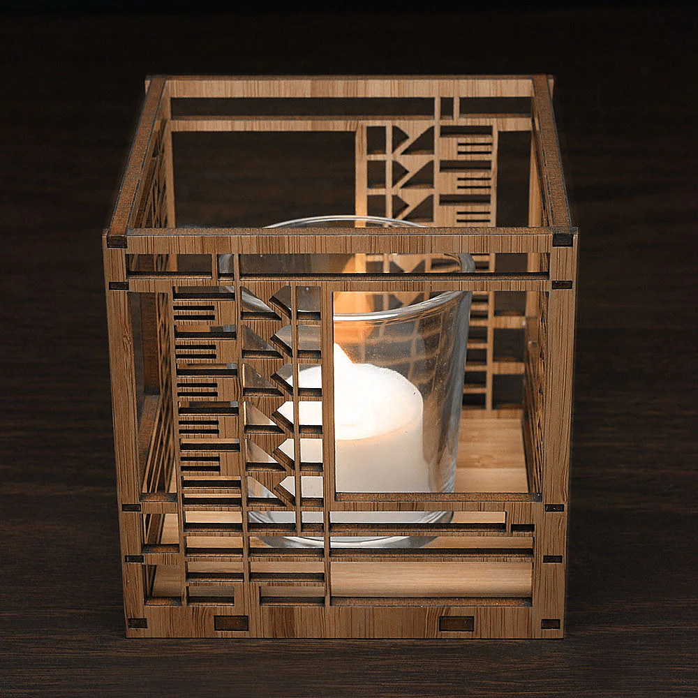 Frank Lloyd Wright Bach House Design Wood Votive - Image 4