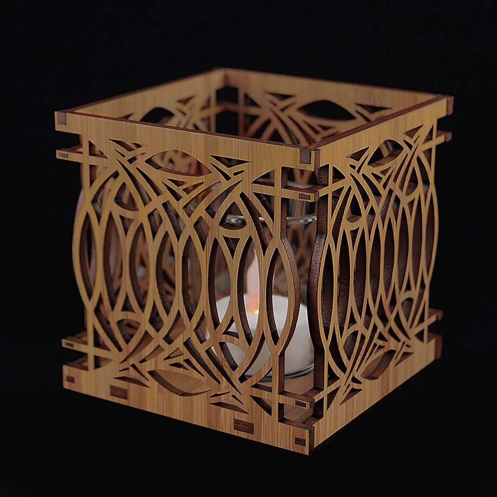 Frank Lloyd Wright Blossom Design Wood Votive - Image 4