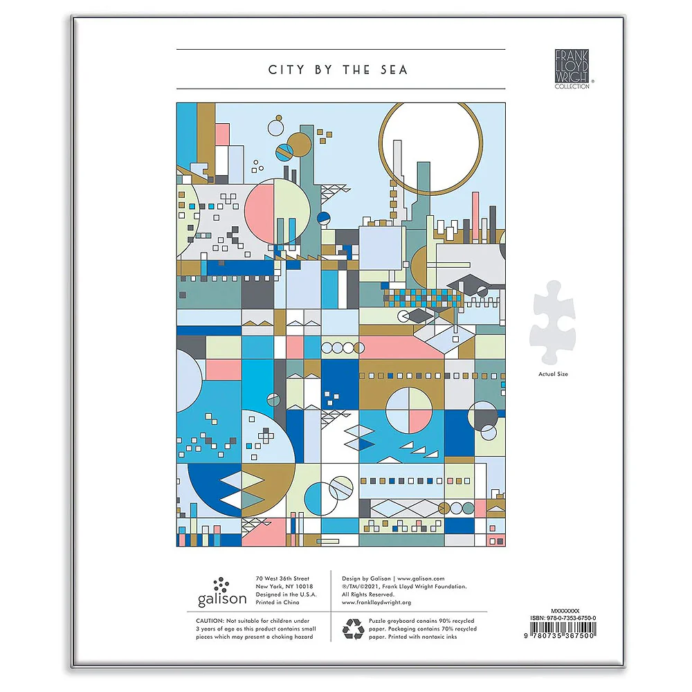 Frank Lloyd Wright City By The Sea 1000 Piece Foil Stamped Puzzle - Image 5