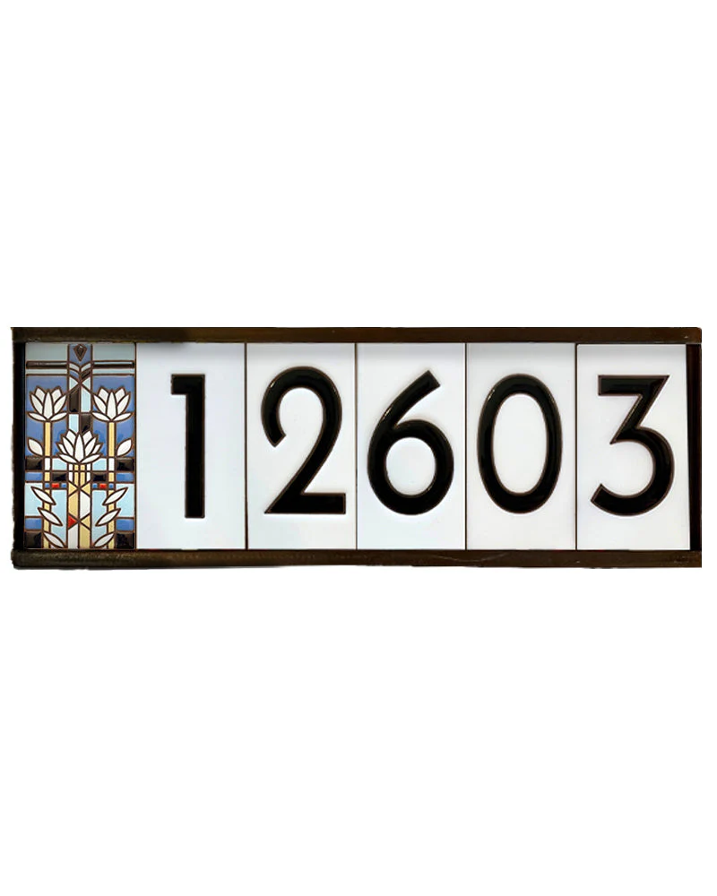 Frank Lloyd Wright Framed Tile House Numbers - 5 Digits - Image 3