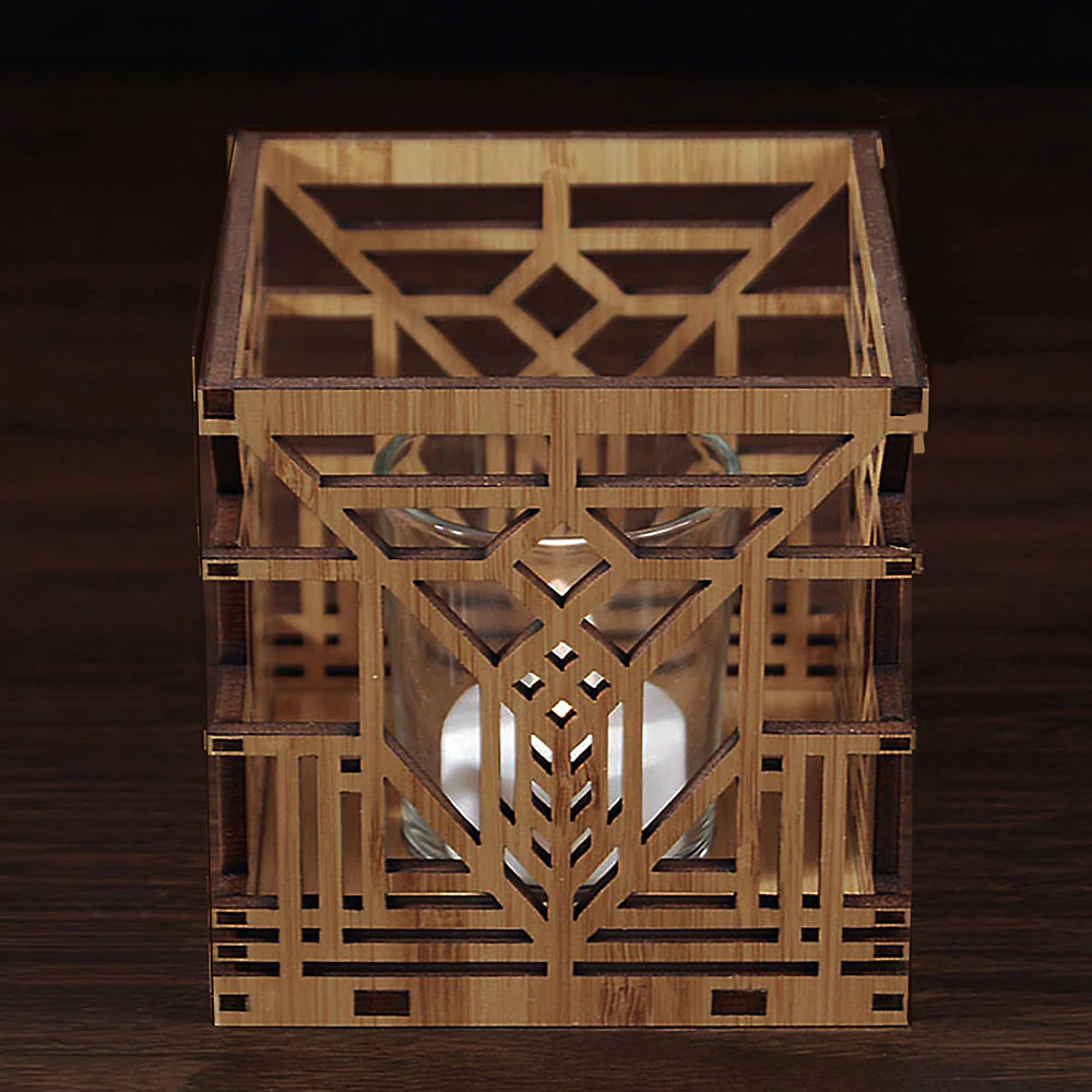 Frank Lloyd Wright Lake Geneva Design Wood Votive - Image 3