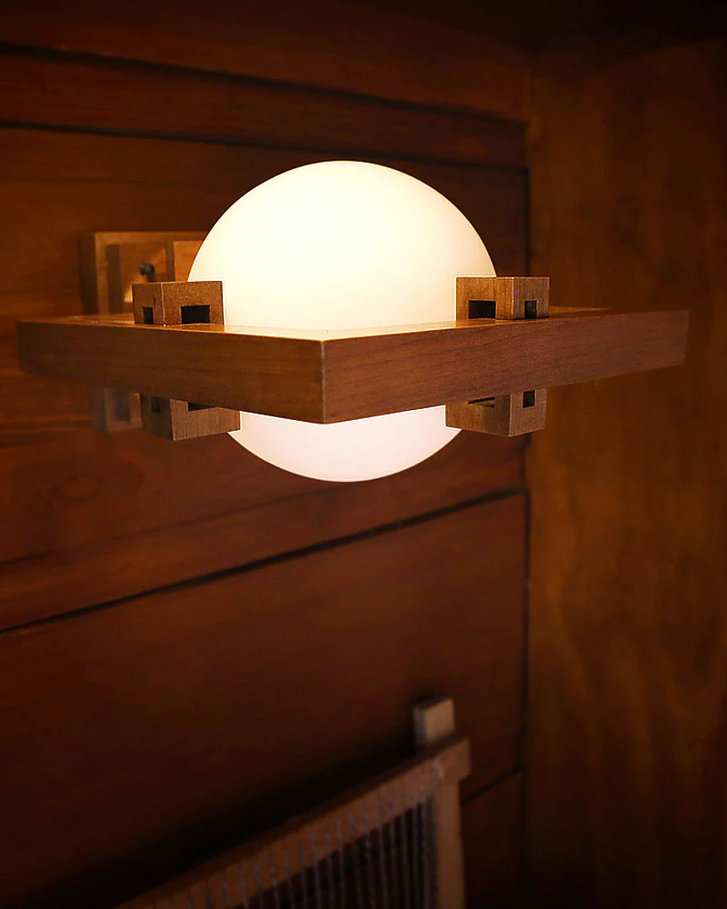 Frank Lloyd Wright Robie Wall Sconce Lamp - Cherry - Image 4