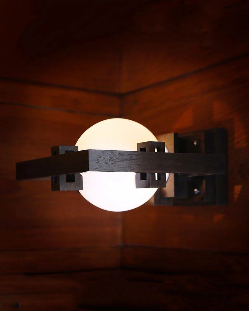 Frank Lloyd Wright Robie Wall Sconce Lamp - Walnut - Image 4