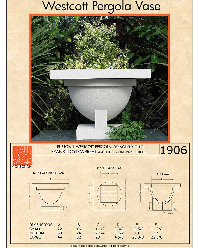 Frank Lloyd Wright Small Westcott Pergola Vase - Image 2