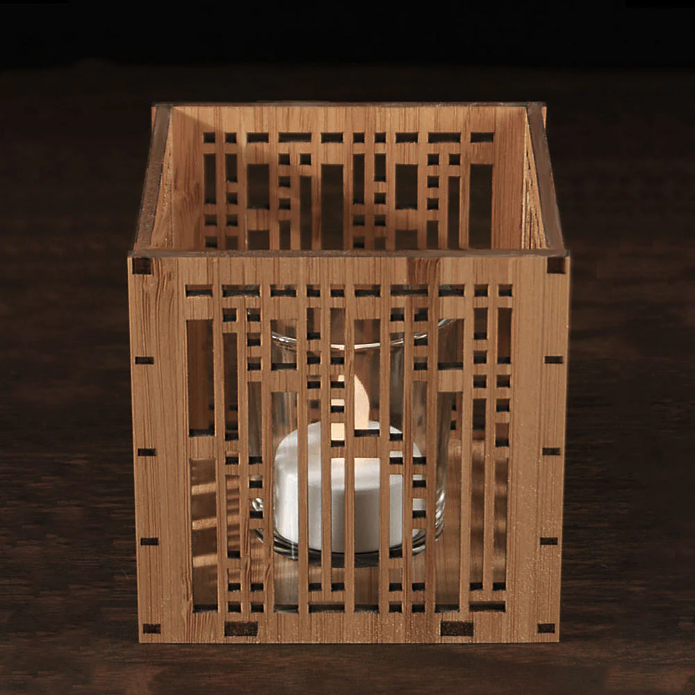Frank Lloyd Wright Robie Stars and Moonbeams Design Wood Votive - Image 3