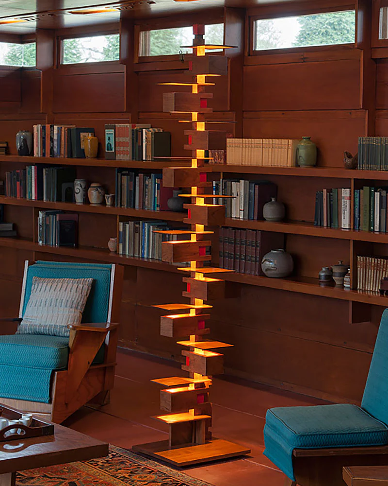 Frank Lloyd Wright Taliesin 2 Floor Lamp - Cherry - Image 3