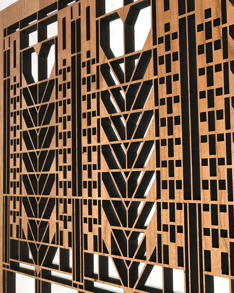 Frank Lloyd Wright Triple Tree of Life Wood Art Screen Wall Panel - Image 4