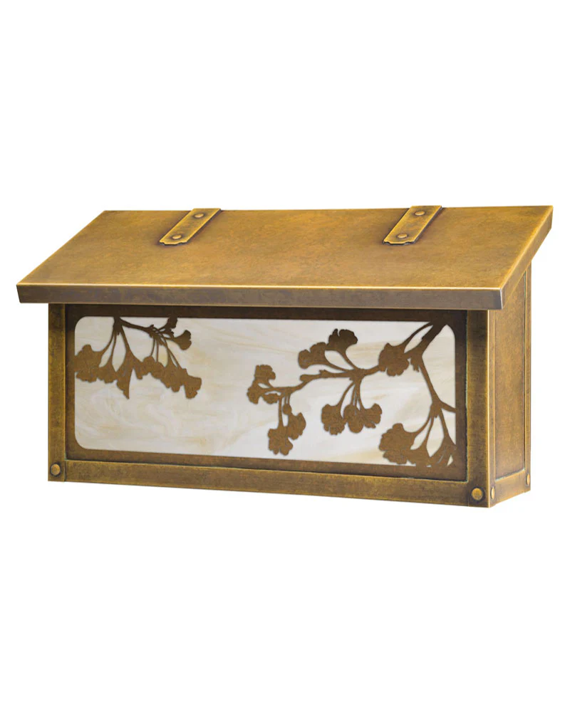 Ginkgo Tree Brass Horizontal Wall Mount Mailbox - Image 4