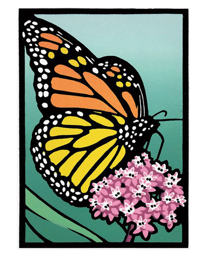 Laura Wilder Monarch & Milkweed Limited Edition Framed Matted Block Print - Image 2