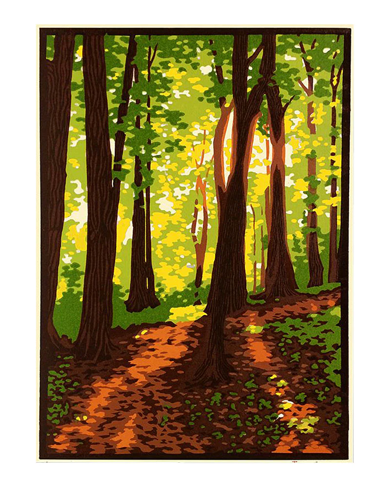 Laura Wilder Summer Woods III Limited Edition Framed Matted Block Print - Image 3