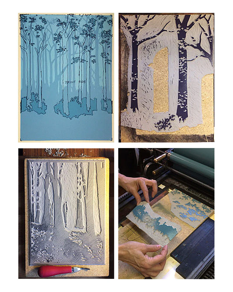 Laura Wilder Summer Woods III Limited Edition Matted Block Print - Image 4