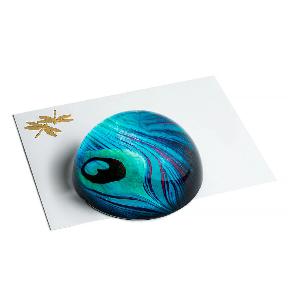 Louis C. Tiffany Peacock Favrile Glass Domed Paperweight - Image 3