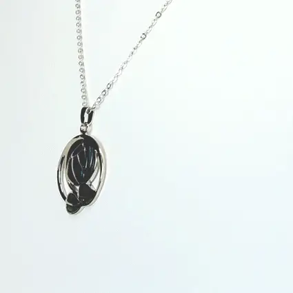 Mackintosh Rose and Coiled Leaves Pendant Necklace Blue - Image 2