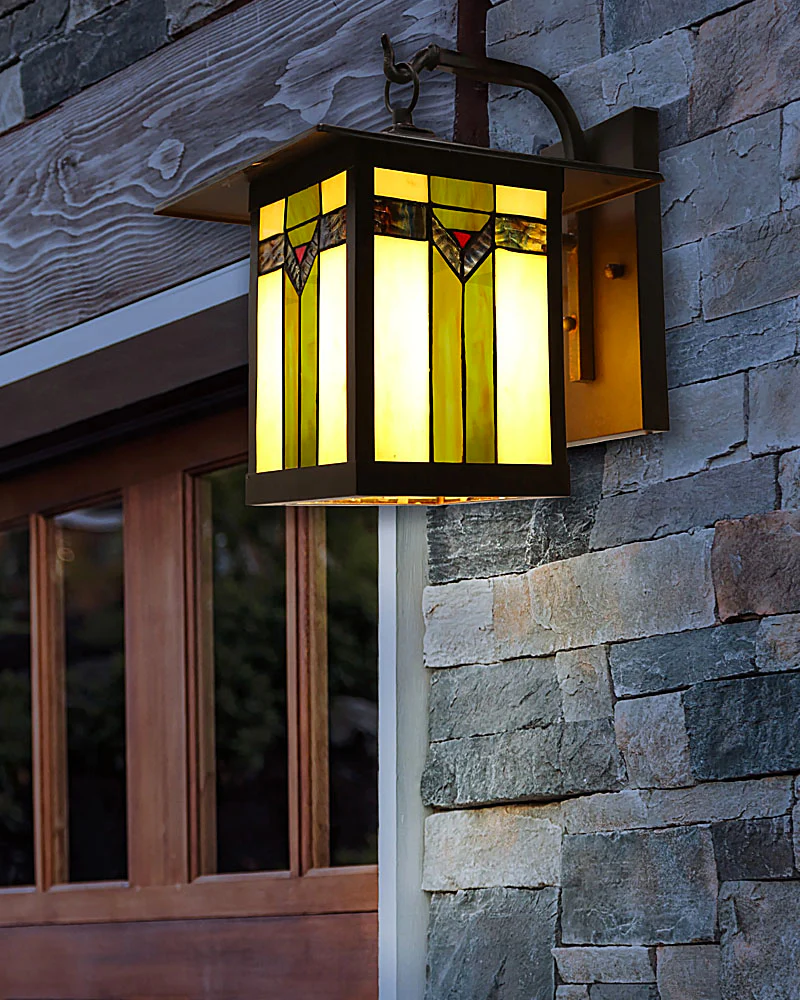 Mission Craftsman Stained Glass Wall Sconce - Louis - Image 7