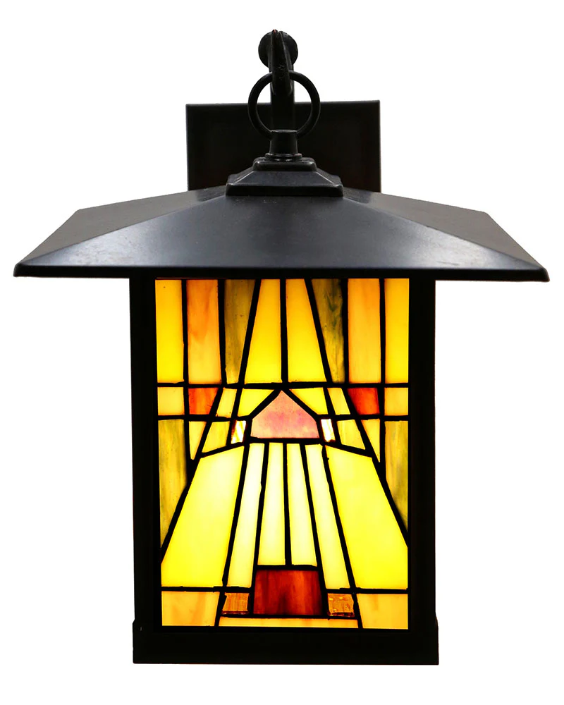 Mission Craftsman Stained Glass Wall Sconce - Amber - Image 3