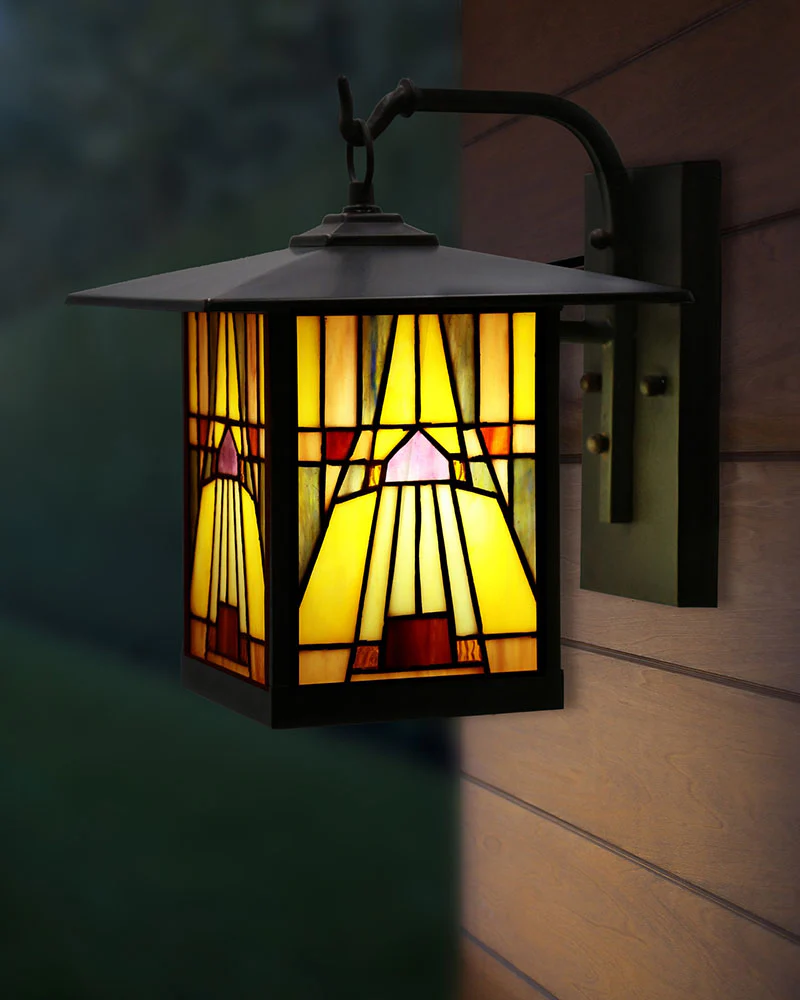 Mission Craftsman Stained Glass Wall Sconce - Amber - Image 5