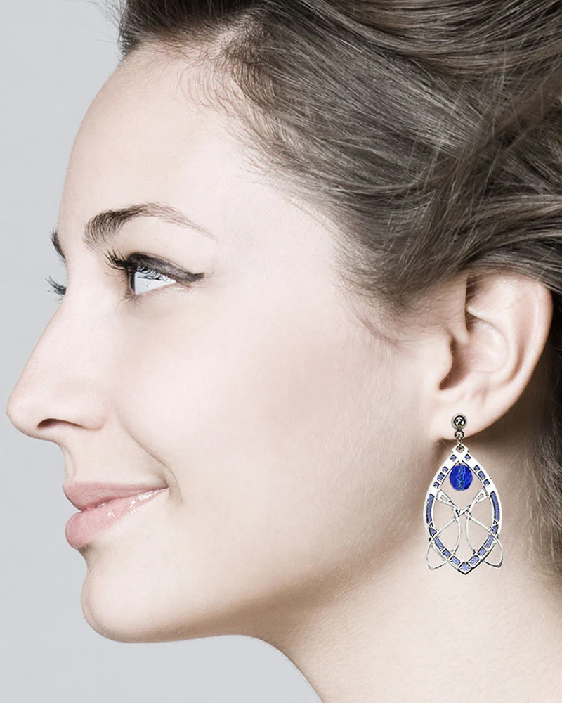 Sullivan Stock Exchange Earrings with Sapphire Blue Bead - Image 3