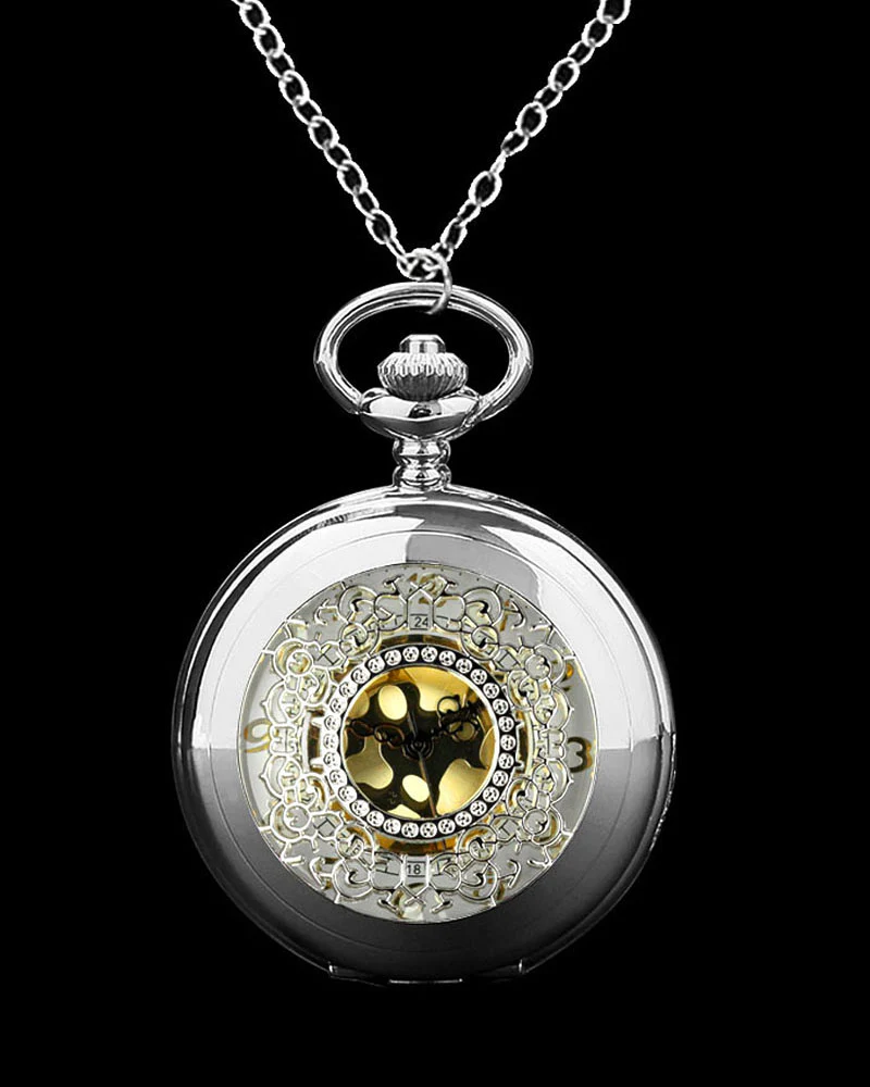 Vintage Style Pocket Watch Pendant Necklace - Image 3