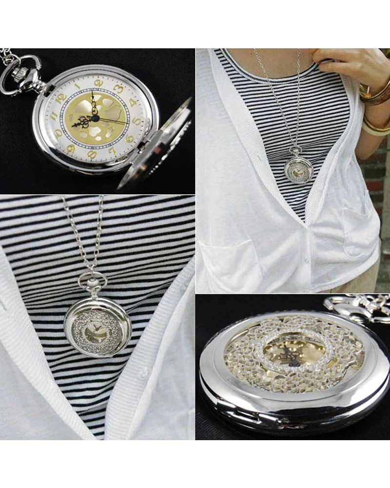 Vintage Style Pocket Watch Pendant Necklace - Image 4
