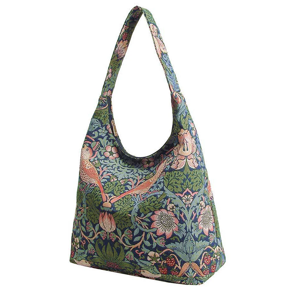 William Morris Strawberry Thief Blue Tapestry Hobo Shoulder Bag - Image 3