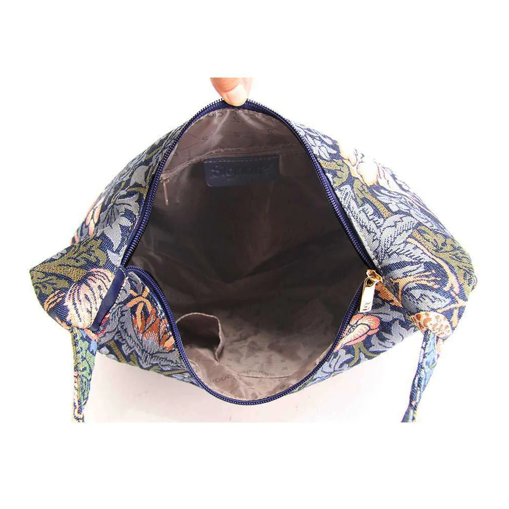 William Morris Strawberry Thief Blue Tapestry Hobo Shoulder Bag - Image 5