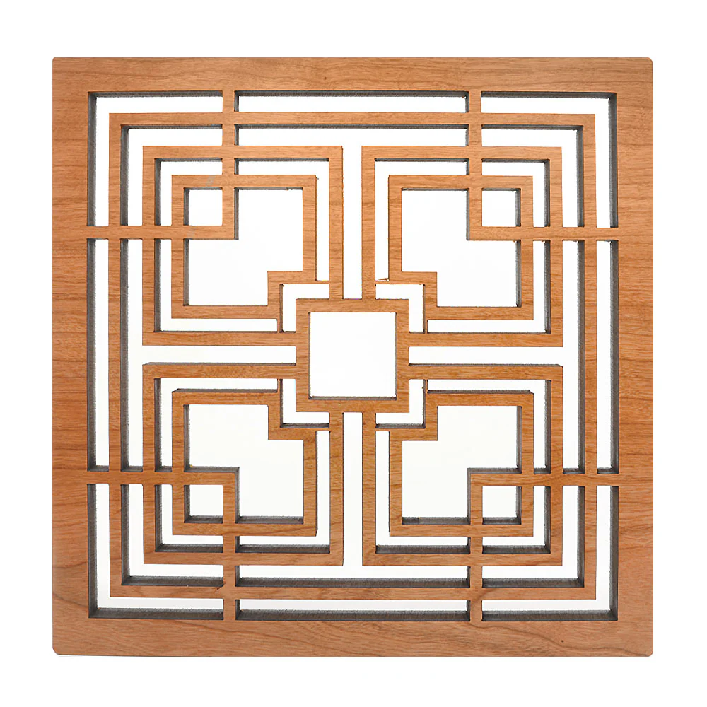 Frank Lloyd Wright Storer Textile Block Wood Trivet - Image 3